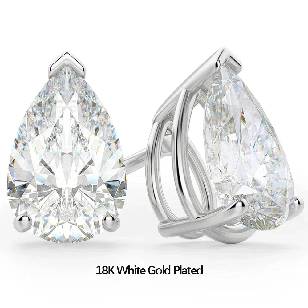 2-Stone Waterdrop Moissanite Stud Earrings for Women 925 Sterling Silver 3cttw Pear Cut Lab Diamond Ear Studs with Certificate