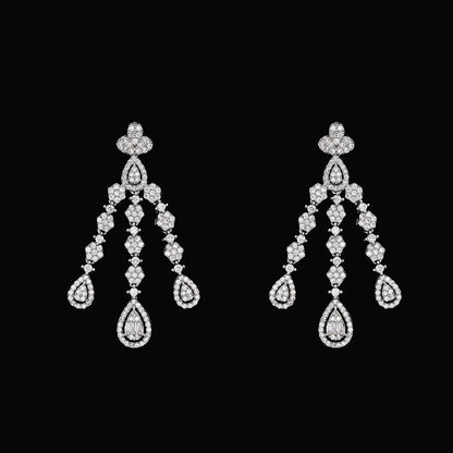 Luxury  4 Pieces Bridal Wedding Jewelry for Women Cubic Zirconia Water Drop Earrings Tassel Necklace Jewelry Sets Party Gift