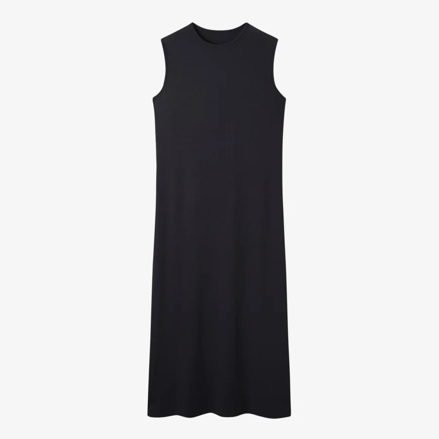 ribbing cardigan with denim collar + sleeveless maxi dress matching set for woman clothes