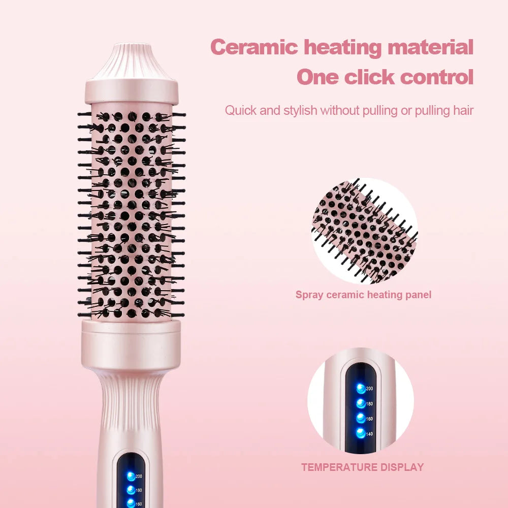 TINSOL Negative Ion Curling Iron 38mm Hot Air Brush, Dual-use for Curling and Straightening, Heated Styling Comb