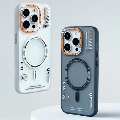 Magnetic Phone Case For iPhone 17 16 15 14 13 Pro Max Air Magsafe Wireless Charge Frosted Metal Lens Frame Buttons Cover
