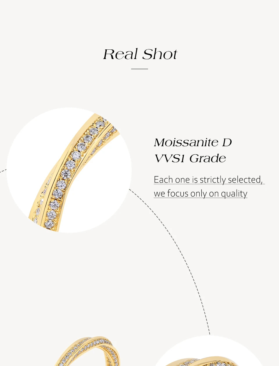 S925 Silver 18K Gold Plated Moissanite Rings D Color VVS1 Lab Diamond Helix Eternity Band Wedding Jewelry for Women Man