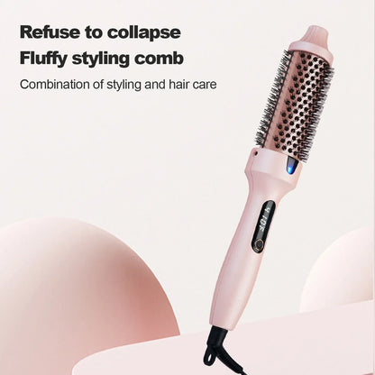 Fluffy Comb Straight Hair Curling and Straightening Dual Purpose Curling Brush PTC Heating Red Light Hair Care Curling Iron