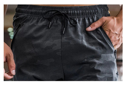 Mens Gym Fitness Running Sweatpants Workout Athletic Long Pants Outdoor Training Sports Trousers Elastic Waist Zipper Pockets