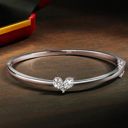 Moissanite Bangles Elegant Women Diamond Solid s925 Silver GRA Certified Dainty Bracelet Fine Jewelry for 17-18cm Wrist