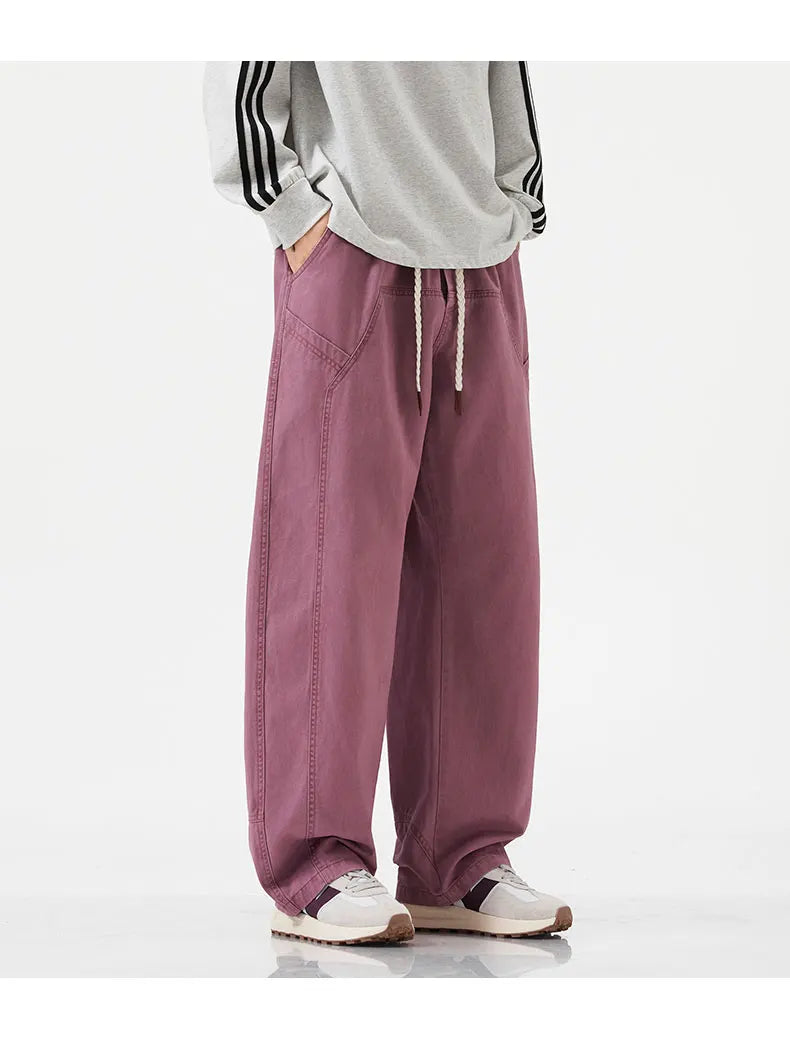 High Quality 100% Cotton Work Pants Men Casual Straight Trousers Y2K Man Plus Size Cargo Pants Fashion Solid Workout Pants