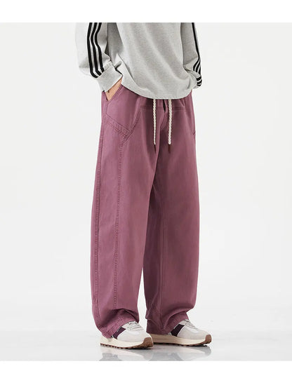 High Quality 100% Cotton Work Pants Men Casual Straight Trousers Y2K Man Plus Size Cargo Pants Fashion Solid Workout Pants