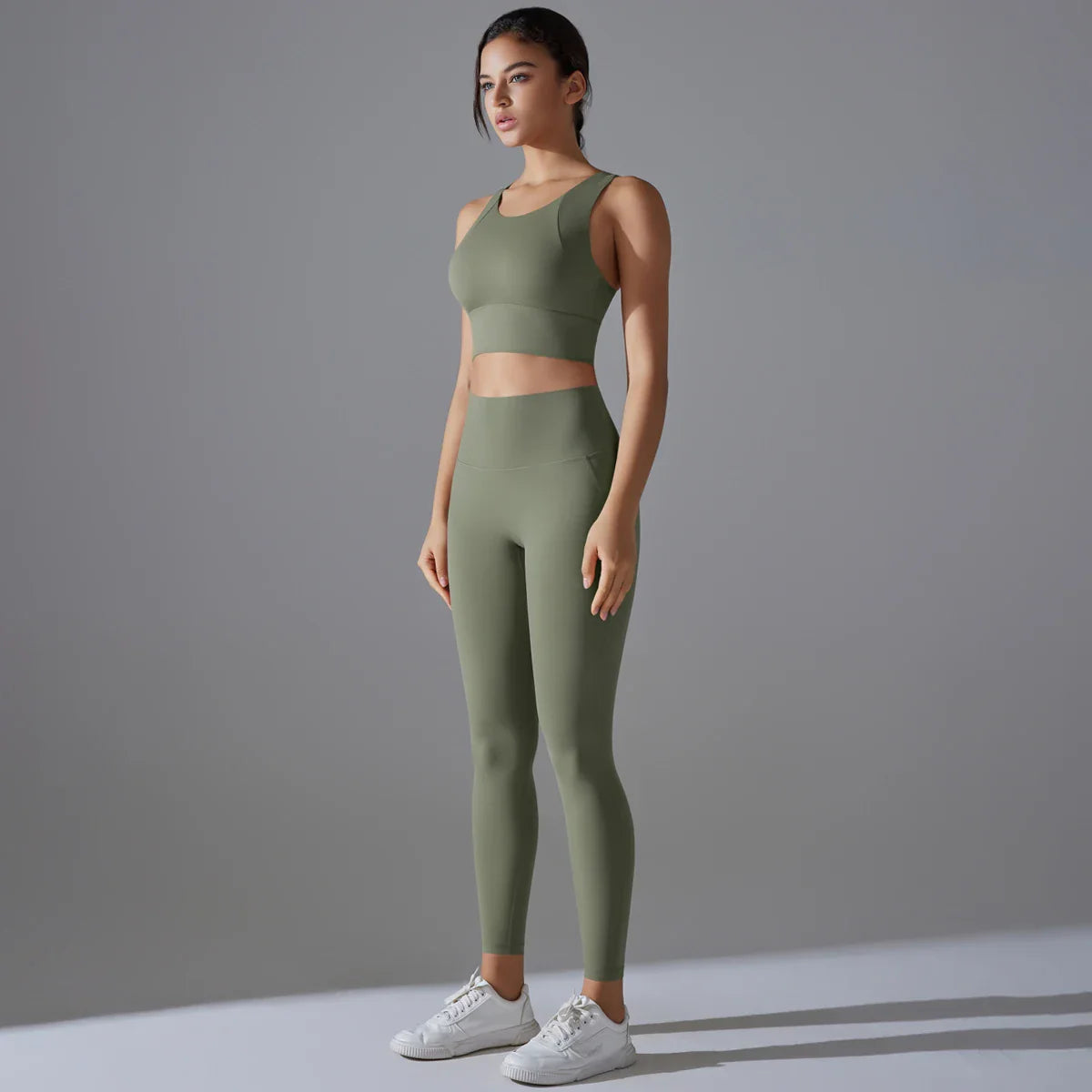 Yoga Set Women's tracksuit Women Fitness Crop Top Shockproof Sports Bras Yoga Gym Running Pants Sportswear Running Fitness Yoga