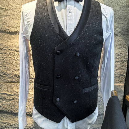 Turkish luxury wedding suits for groom 3 pieces man suits Slim Fit high quality Shining flash diamond Tuxedo Dinner Suit