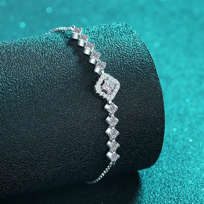 3*3mm 0.7cttw Full Moissanite Bracelets for Women Princess Cut Square Luxury Chian S925 Sterling Silver Wholesale Jewelry
