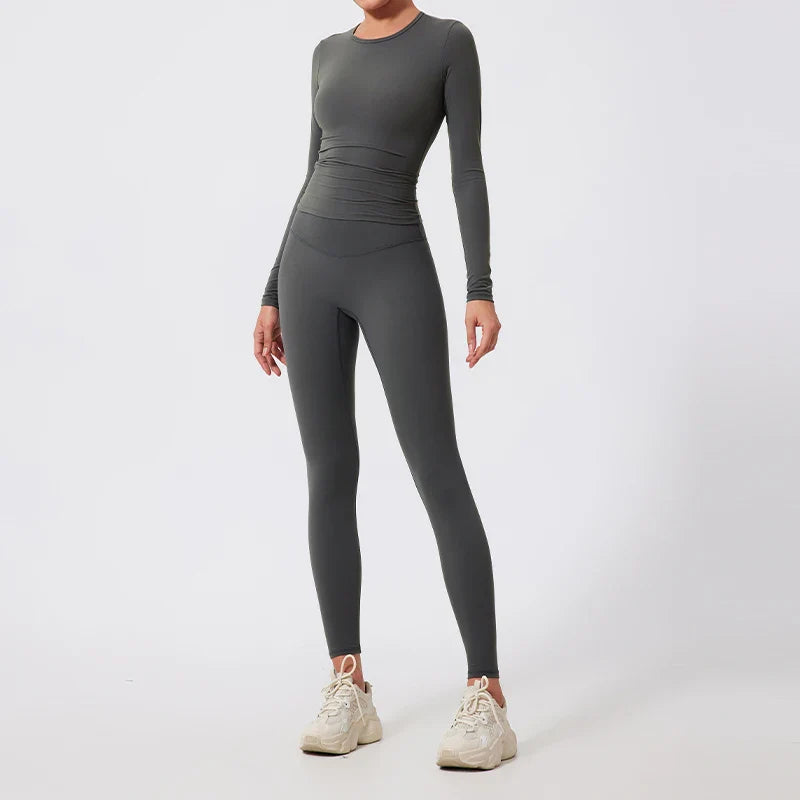 2Pcs Sets Gym Clothes Sports Outfit Suit Women Outdoors Workout Tights Set Yoga Wear Female Running Training T-Shirt