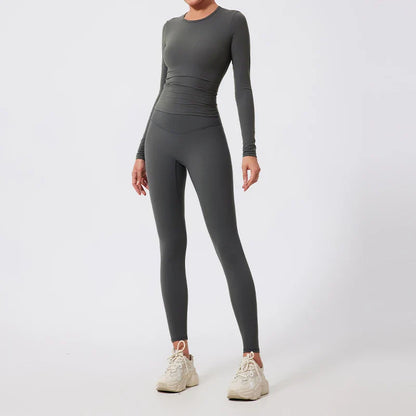 2Pcs Sets Gym Clothes Sports Outfit Suit Women Outdoors Workout Tights Set Yoga Wear Female Running Training T-Shirt