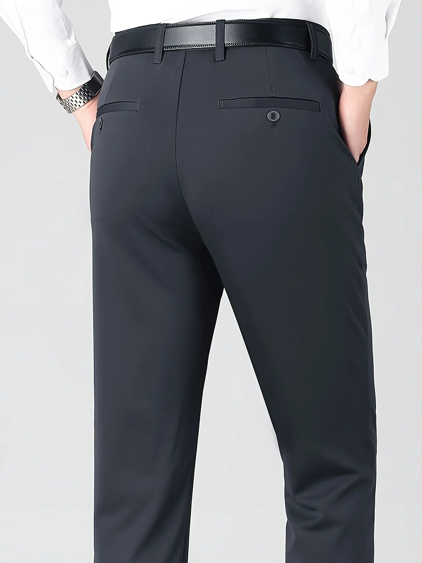 Men's Four-Way Stretch Business Casual Pants - Spring/Autumn Elastic Comfort Formal Dress Trousers for Office & Daily Wear