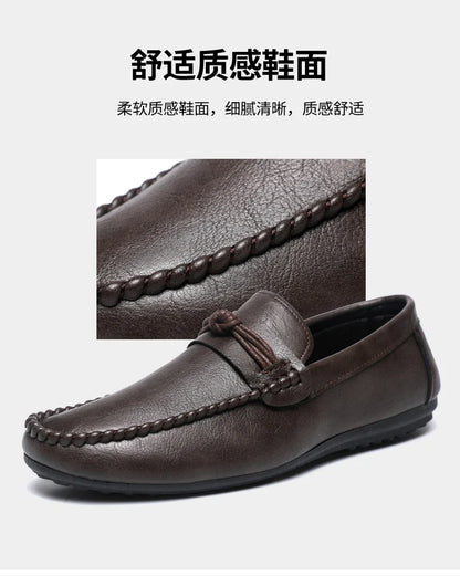 Classic Black Men's Leather Loafers Big Size 46 Slip on Shoes Man Office Shoes Comfortable Soft Flat Casual Shoes For Men