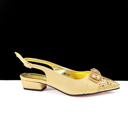 Summer New Design Specials Italian Women Shoes and Bag Set Sky Blue Color Comfortable Low Heels With Rhinestone