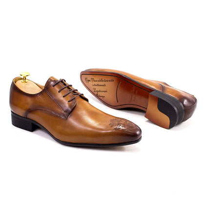 Classic Business Shoes Men Oxford Derby Genuine Leather Pointed Toe Fashion Lace Up High Quality Office Wedding Formal Shoe Male