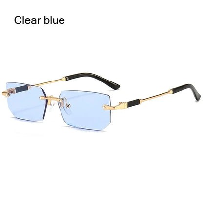 Rimless Rectangle Sunglasses Fashion Y2K Frameless Sun Glasses Shades for Women & Men