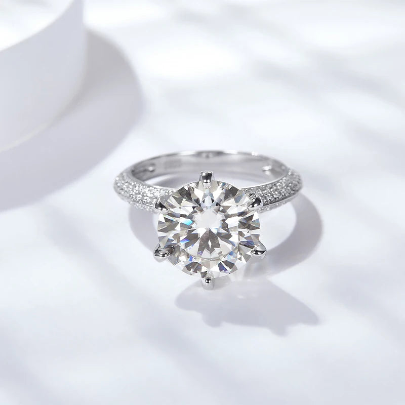 5 Carat Moissanite Wedding Rings For Women 925 Sterling Silver Eternity with White Gold Plated Band Engagement Jewelry