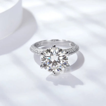 5 Carat Moissanite Wedding Rings For Women 925 Sterling Silver Eternity with White Gold Plated Band Engagement Jewelry