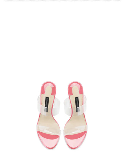 Pink Summer New Fashionable Open toed Sandals High Heels Women's Fine Heels Sharp Pointed Design Sensation Cool Slippers