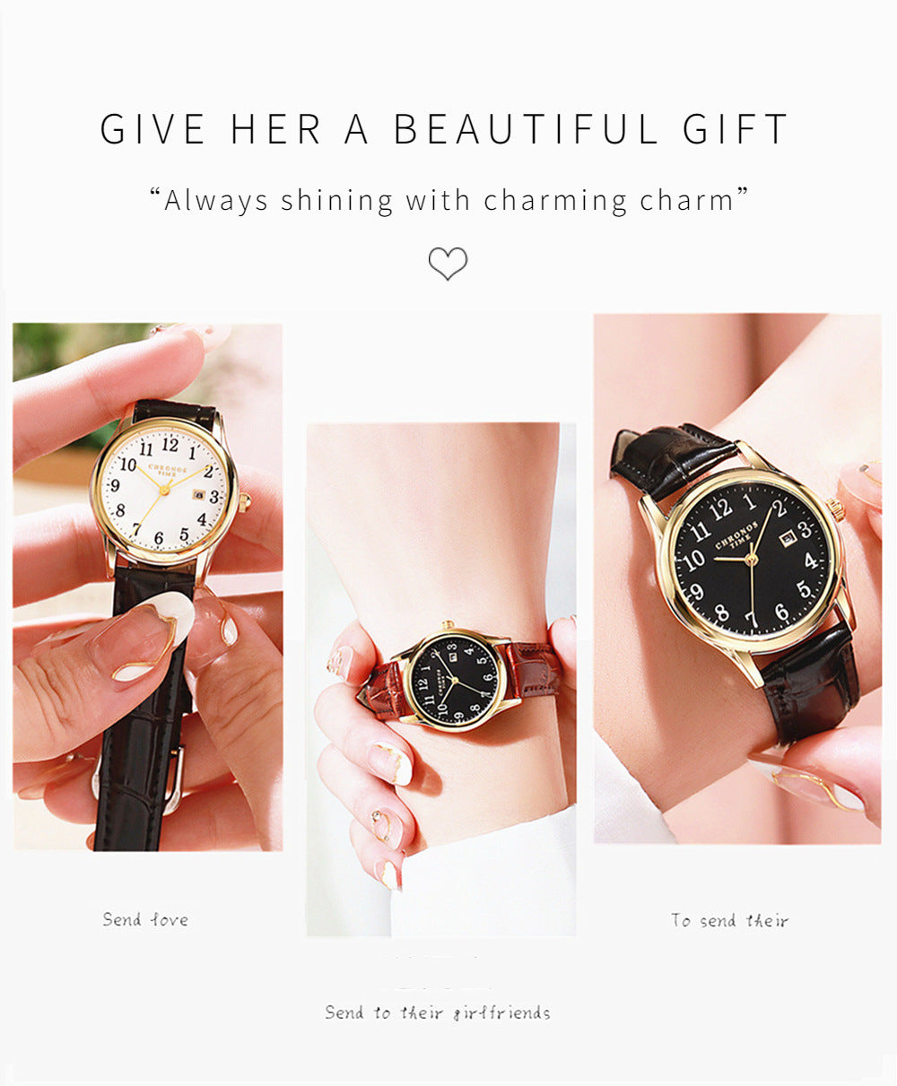 Luxury Watch For Woman High Quality Ladies Quartz Watch Waterproof Date Leather Women Watches reloj+box
