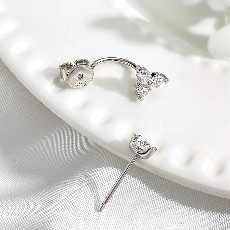 Certified All Moissanite Drop Earrings for Women Sparkling Birthday Gift for Girls S925 Sterling Silver Plated 18K