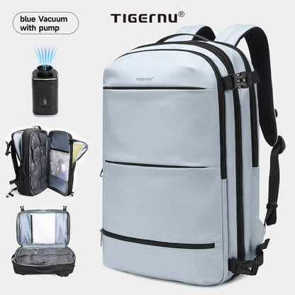 Vacuum Compression Backpacks Men Travel Backpack Expandable USB Bag Large Capacity 17 Laptop Bags For Schoo Cabin Bags