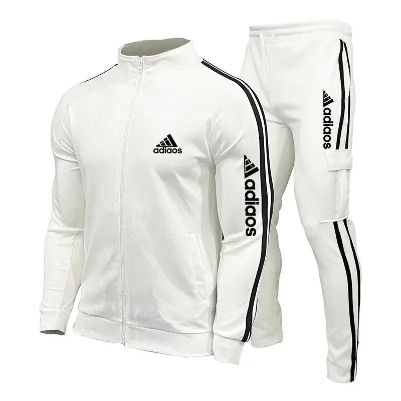 2025 New Men's Zipper Tracksuit Set Sweatshirt and Sweatpants Sports Suit Running Fitness Clothing