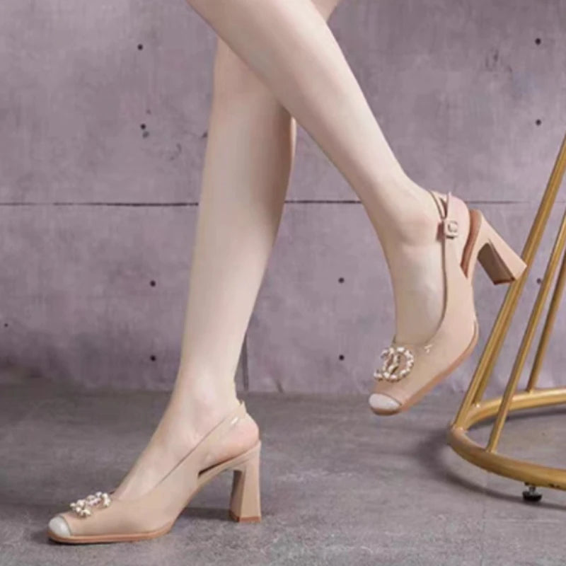 2026 New Fashion Buckle Designer Women's Sandals Casual Comfortable Open-Heel Shoes Summer Everyday Shopping Women's High Heels