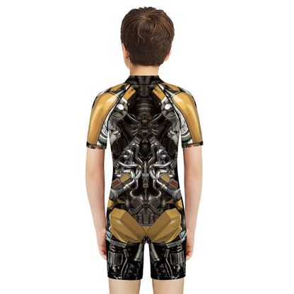 Children One Pieces Swimsuit Superhero 3D Print Playsuit Child Short Sleeve Swimwear Beach Bathing Suit Swim Wear For Boys Girls