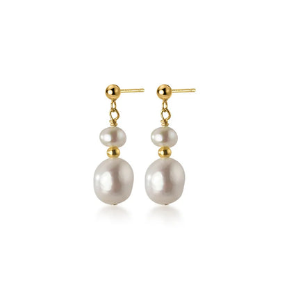 Genuine 925 Sterling Silver Natural Freshwater Baroque  Pearl Unusual Earrings for Women Chic Charming Goth Jewelry 2021