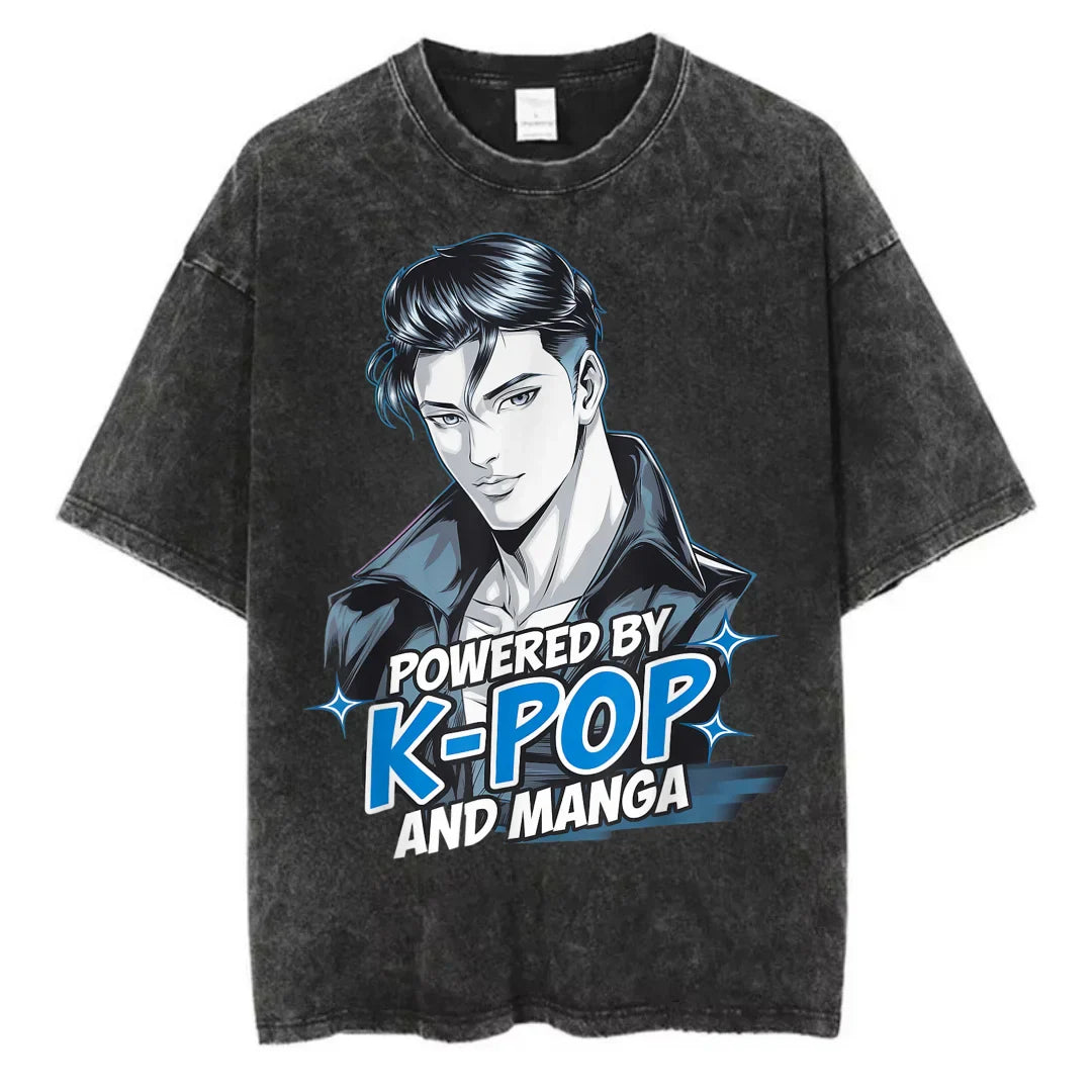 Washed Kpop Anime Demon Hunter Huntrix Girls T Shirt Kawaii Cute Fashion Unisex T-shirts Oversized Cotton Casual Vintage T-Shirt