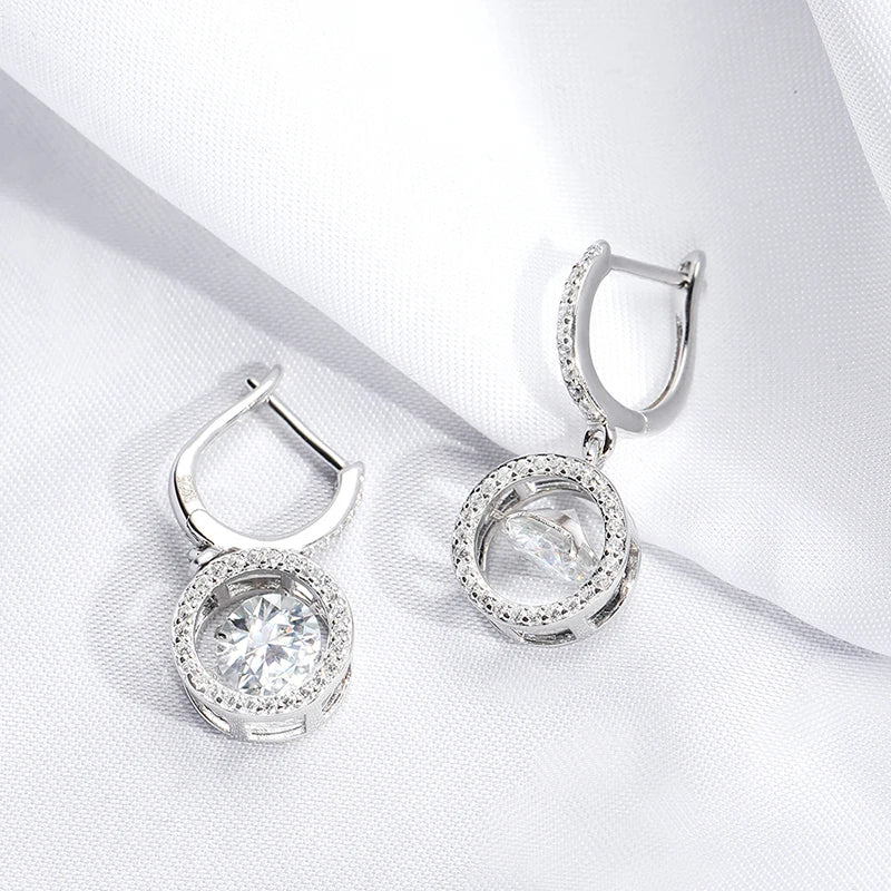 White Gold Plated 0.5/1CT Moissanite Drop Earring for Women Sparkling Beating Heart Earring S925 Sterling Silver Jewelry