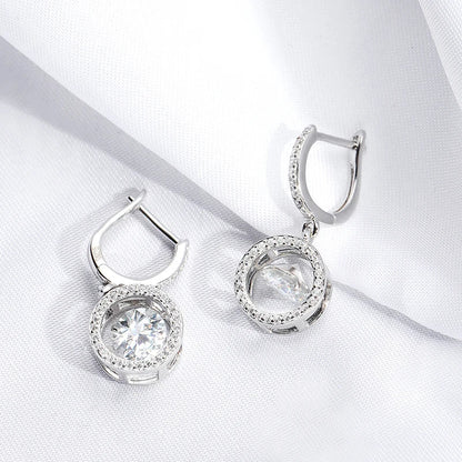 White Gold Plated 0.5/1CT Moissanite Drop Earring for Women Sparkling Beating Heart Earring S925 Sterling Silver Jewelry