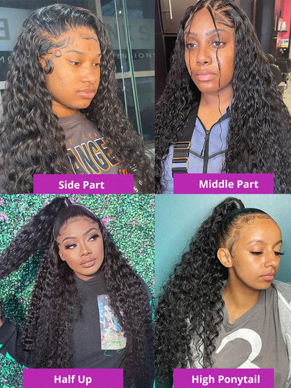250 Density 13x4 13x6 360 Hd Transparent Lace Front Wigs Deep Wave Lace Frontal Wig Water Wave Curly Human Hair Pre Plucked Lace