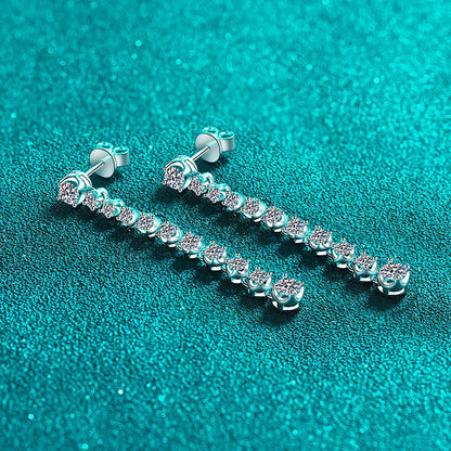 Long Tassels Moissanite Drop Earrings 925 Sterling Silver 18k Gold Sparkling Full Diamond Tennis Stud Earring For Womem Party