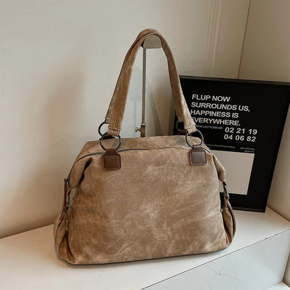 Autumn/Winter Retro Commuter Single Shoulder Bag for Women 2025 New Rivet Tote Bag Large Capacity Travel Handbag