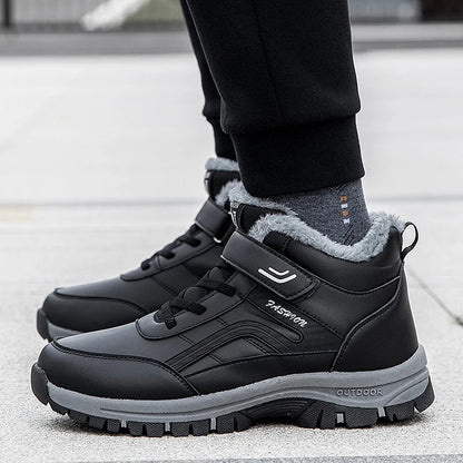 Winter Boots for Men New Waterproof PU Leather Warm Snow Ankle Boots Outdoor Warm plush Non-slip Work High-top Casual Shoes