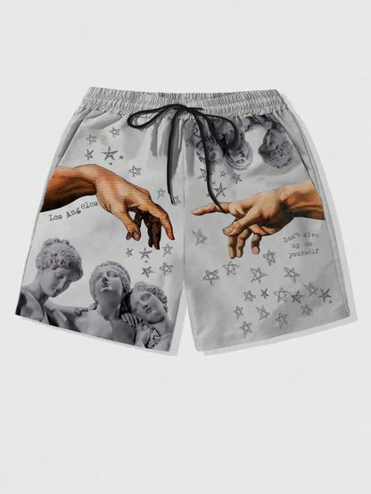 Men's Summer Shorts Loose Luxury Shorts 3D Printing Casual Sculpture Print