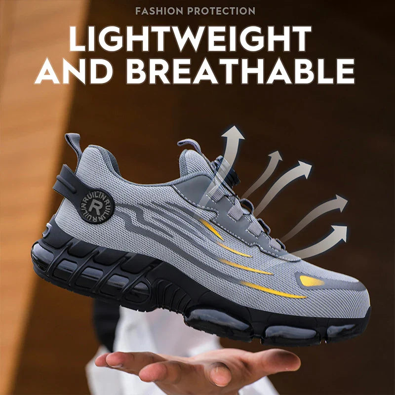 Men's Safety Shoes Air Cushion Protection Safety Boots Fashionable Casual Shoes Breathable Odor Protection Men's Work Shoes