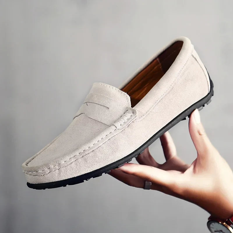 High Quality Leather Men Loafers  Slip on Mens Casual Shoes Fashion Flats Male Driving Shoes Moccasins Ten Colors Size 38-47
