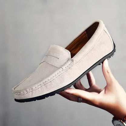 High Quality Leather Men Loafers  Slip on Mens Casual Shoes Fashion Flats Male Driving Shoes Moccasins Ten Colors Size 38-47