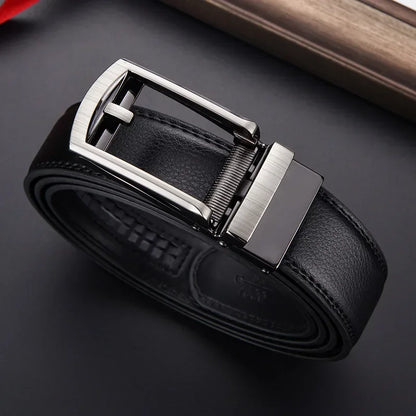 Men's Click Belt Business Luxury Designer Brand Genuine Leather Belts Jeans Automatic Adjustable Alloy Buckle Waist Straps Belts