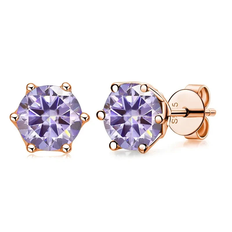 0.5ct-1ct D Color Certified Moissanite Stud Earrings Lab Created Diamond 925 Sterling Silver Gold Plated Wedding Jewelry