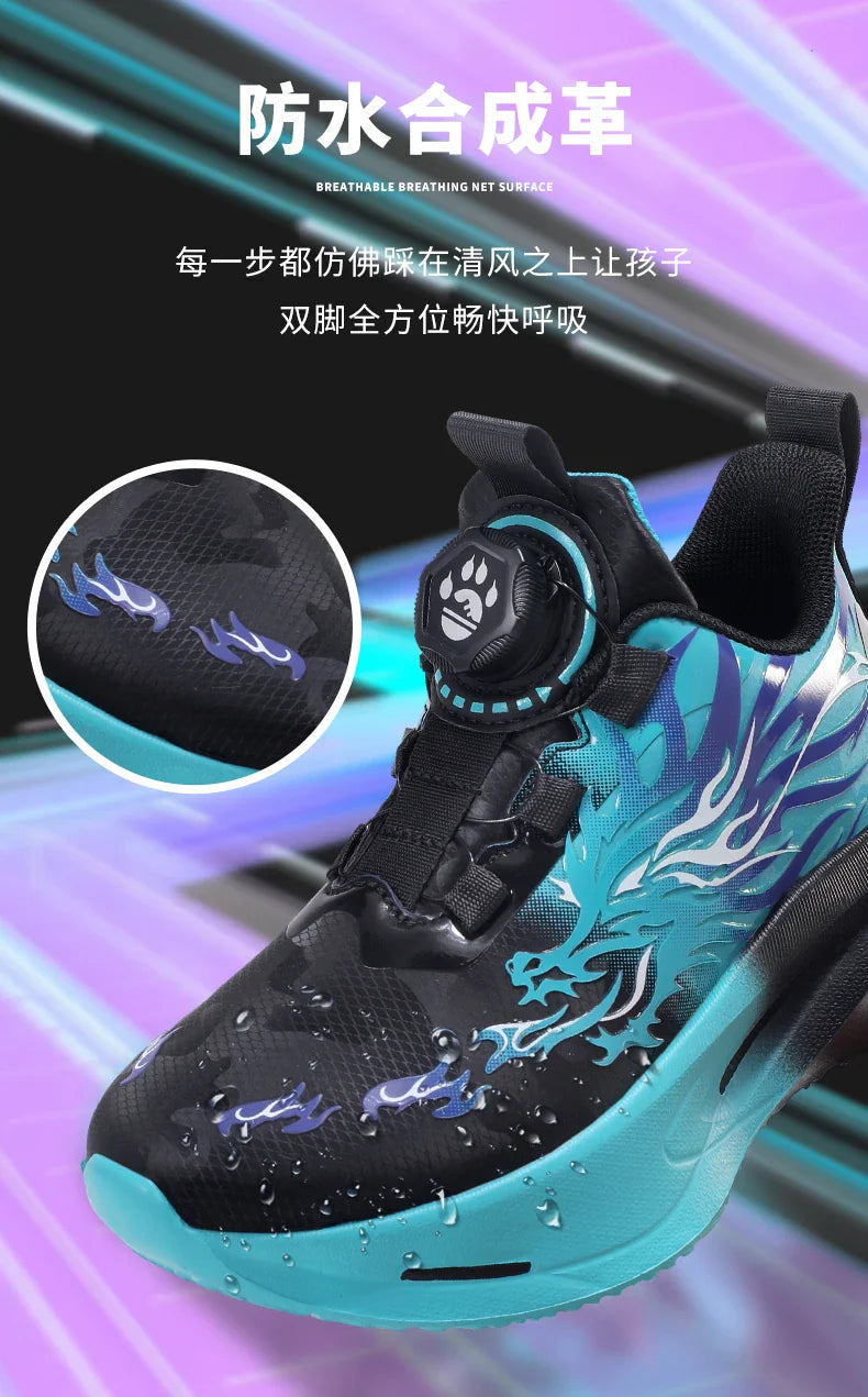 Children Running Shoes Non-slip Breathable Athletic Shoes Boys Girls Outdoor Lace-up Basketball Sneakers Waterproof Casual Shoes