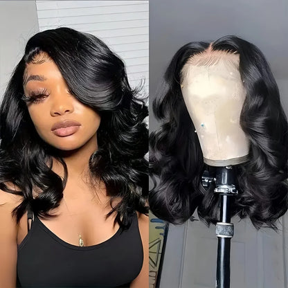 Short Bob Glueless Body Wave Human Hair Wigs 5X5 HD Transparen Lace Frontal Real Human Hair Wig Natural Human Hair  Wigs 16 Inch