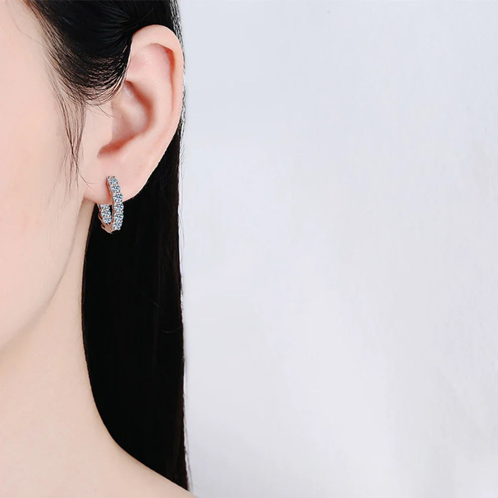 D VVS1 Full Moissanite Hoop Earring GRA Certified 925 Sterling Sliver Plated 18k Earrings for Women Party Gift Jewelry