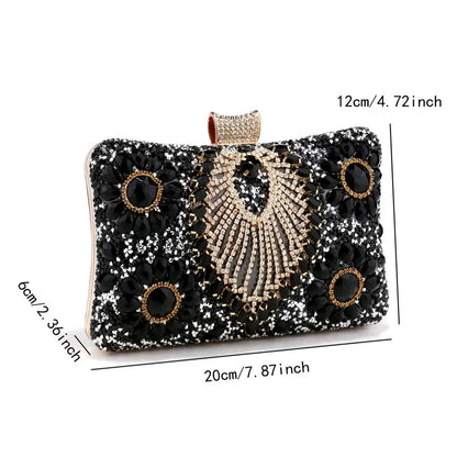 Acrylic Flower One Side Glitter Tassel Women Evening Bags Diamonds Small Day Clutch Luxury New Chain Shoulder Handbags For Party