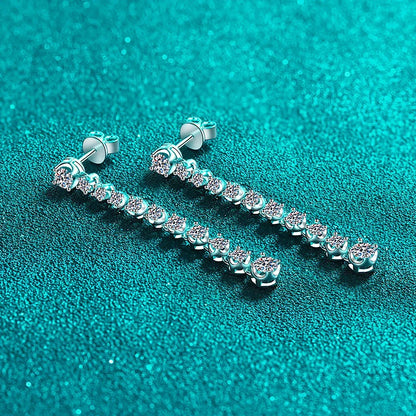 Long Tassels Moissanite Drop Earrings 925 Sterling Silver 18k Gold Sparkling Full Diamond Tennis Stud Earring For Womem Party