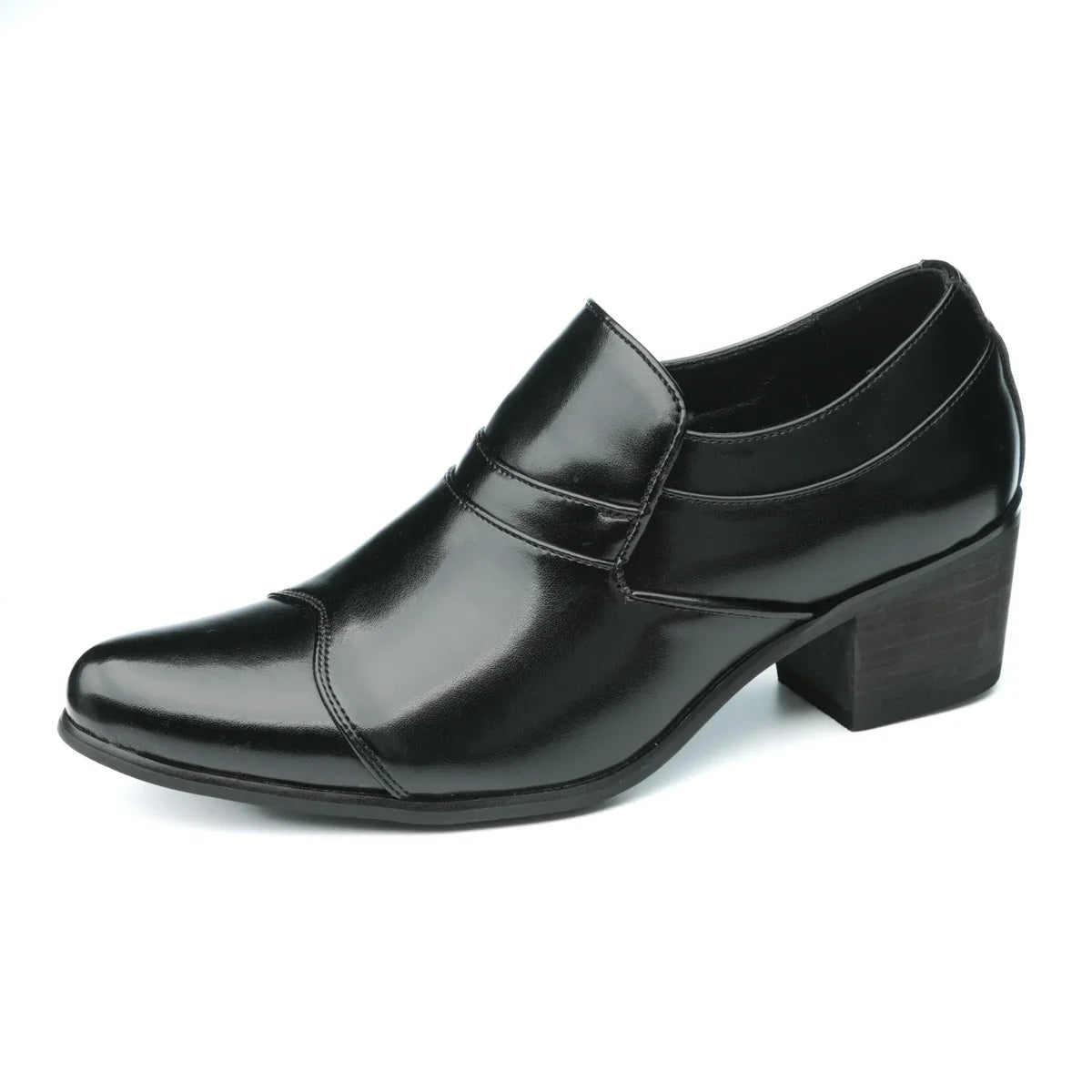 Premium leather men shoes slip on loafers European brand business casual wedding party plaid design height increasing